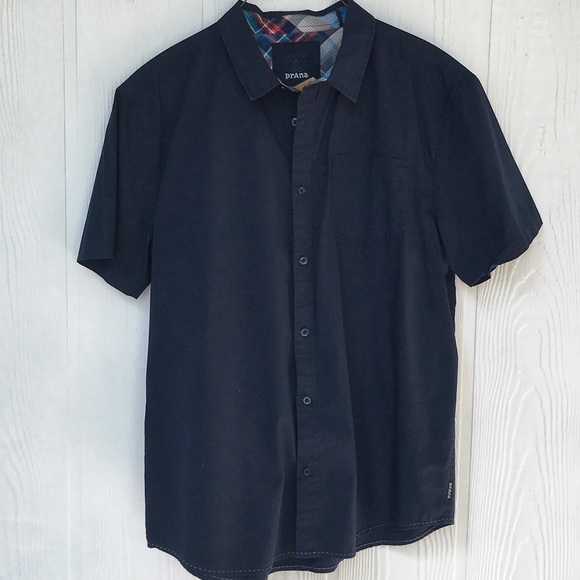 PRANA Men’s Short Sleeve Button Up in Navy, XL - Picture 1 of 2